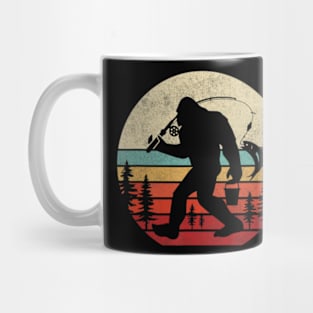 Bigfoot Fishing Retro Sasquatch Dad Men Kids Mug